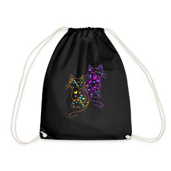 Années 80 Chats Chat Papillons Insectes - Sac de sport léger - noir - Devant