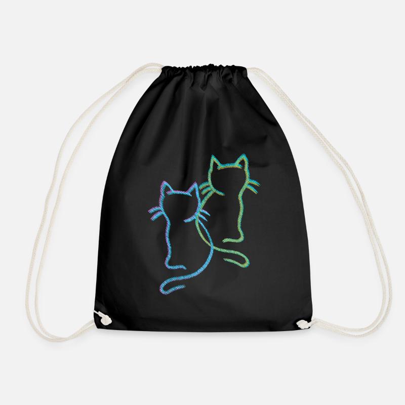Katzen Katze Kätzchen - Turnbeutel - Schwarz