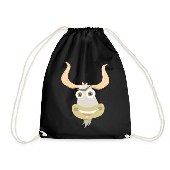 Cheerful illustration of a yak's head - Drawstring Bag - black - Front