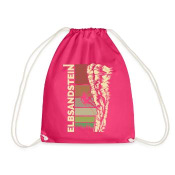 Climbing Elbe Sandstone Mountains - Saxon Switzerland - Drawstring Bag - fuchsia - Front
