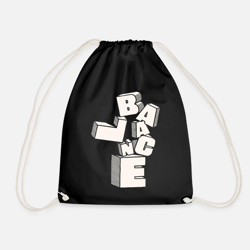 Balance in 3D Block Letters - Drawstring Bag - black