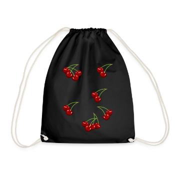 80s 90s Cherry Fruit Fruit Fruit - Drawstring Bag - black - Front