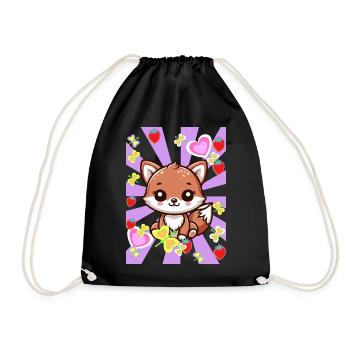 Retro Fox Foxes Kids Child Baby Vintage - Drawstring Bag - black - Front
