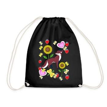 80s 90s Fox Foxes Retro Kids Summertime - Drawstring Bag - black - Front