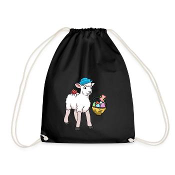 Sheep Sheep Lamb Easter Easter Eggs - Drawstring Bag - black - Front