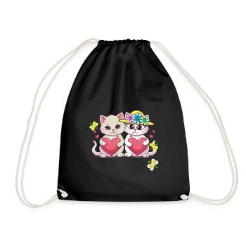 Chat Chaton Coeurs de la Saint-Valentin - Sac de sport léger - noir - Devant