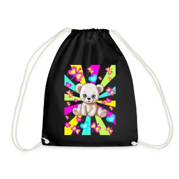 années 80 des années 90 Teddy Retro Teen Kids Ours Ours - Sac de sport léger - noir - Devant