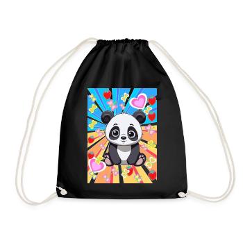 Années 80 Rétro Panda Enfants Filles Garçons - Sac de sport léger - noir - Devant