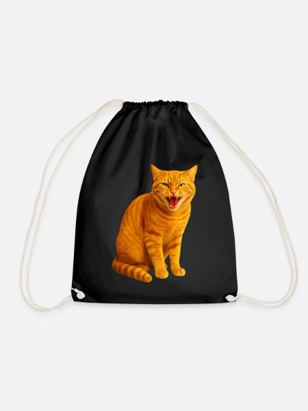 Fauchende orange getigerte Katze - Turnbeutel - Schwarz