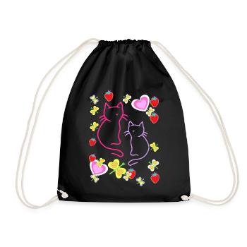 Rétro Été Fraise Chats Teen Girl Chat - Sac de sport léger - noir - Devant
