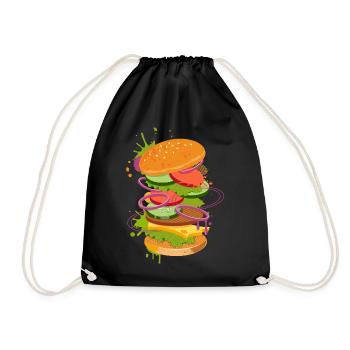 Colorful graffiti burger in street food look - Drawstring Bag - black - Front