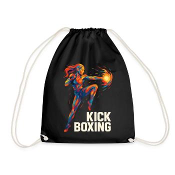 Kickboxerin cool abstrakt Power Kickboxen Geschenk - Turnbeutel - Schwarz - Vorne