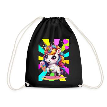 Rétro Licorne Licornes Enfants Filles Garçons - Sac de sport léger - noir - Devant