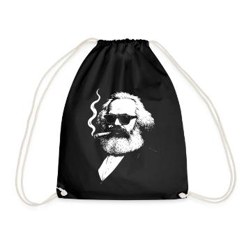 Karl Marx audacieux avec une illustration de cigarette - Sac de sport léger - noir - Devant