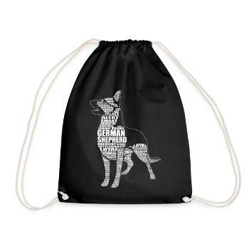 Typographie de berger allemand - Word Art - Sac de sport léger - noir - Devant