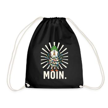 Seagull Santa Claus Christmas Fairy Lights - Drawstring Bag - black - Front