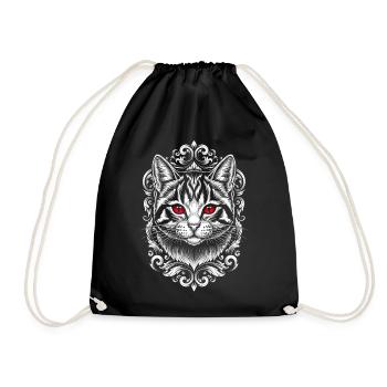 Gothic Cat with Purple Eyes - Cute Kitten - Drawstring Bag - black - Front
