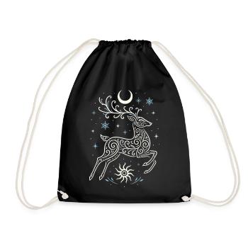 Cerf de Noël sautant avec soleil et lune - Sac de sport léger - noir - Devant