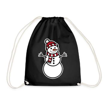 Schneemann - Turnbeutel - Schwarz - Vorne