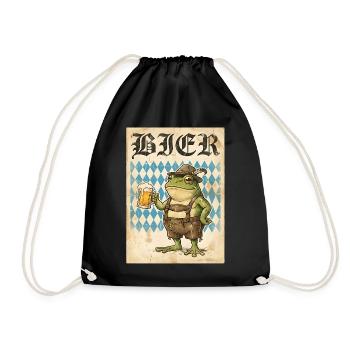 Bier Frosch In Lederhose Spaß - Turnbeutel - Schwarz - Vorne
