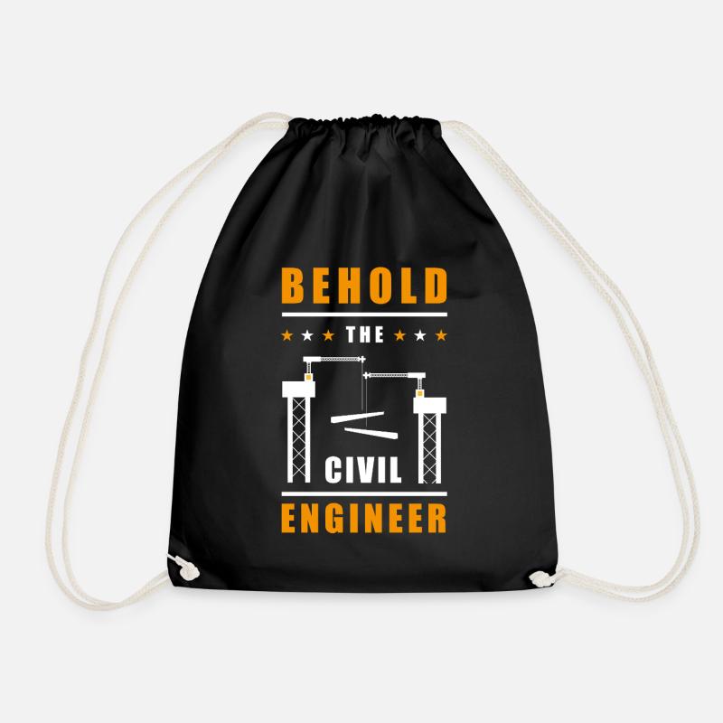 Behold the Civil Engineer - Drawstring Bag - black