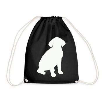 Seated Dog Silhouette - Drawstring Bag - black - Front