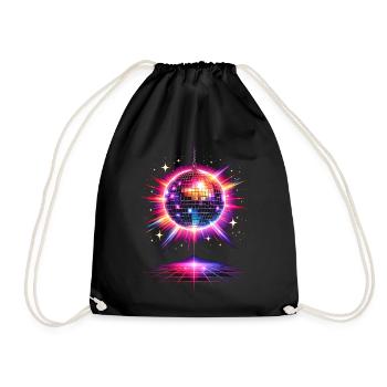 Disco Ball Neon 80s Design - Drawstring Bag - black - Front