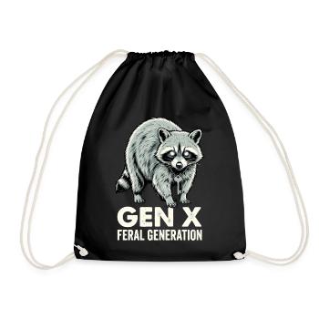 Vintage Raccoon Gen X Feral Generation - Drawstring Bag - black - Front