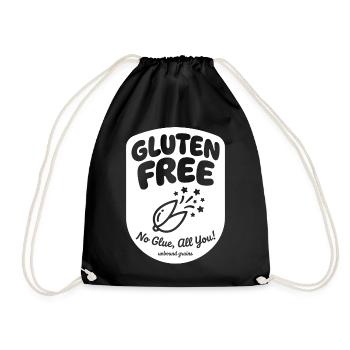 Gluten Free No Glue Humor Design - Drawstring Bag - black - Front