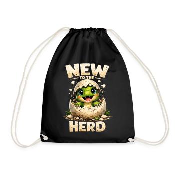 Cute Baby Dinosaur – New to the Herd - Drawstring Bag - black - Front