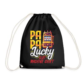 Dad Lucky Slot Machine Shirt Casino Gambling - Drawstring Bag - black - Front