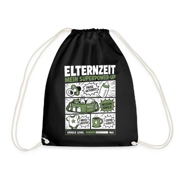 Elternzeit Mein Superpower-Up - Turnbeutel - Schwarz - Vorne