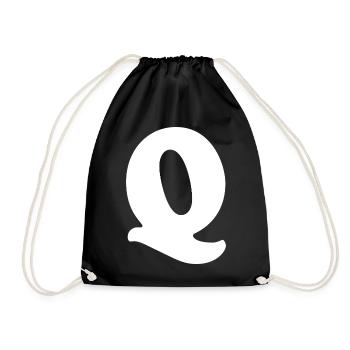 Large Q Style Print | Letter Q | Q Logo - Drawstring Bag - black - Front