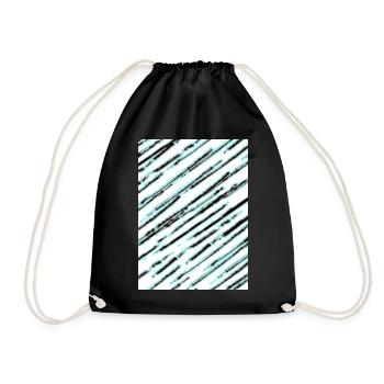 Diagonal turquoise texture - Drawstring Bag - black - Front