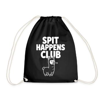 Spit Happens Club lustiges Lama - Turnbeutel - Schwarz - Vorne