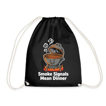 Smoke Signals Mean Dinner BBQ Grill - Drawstring Bag - black - Front