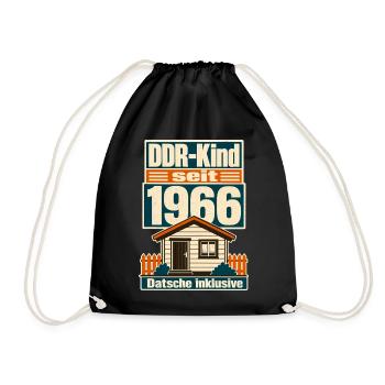 DDR Kind seit 1966, Datsche inklusive Geburtstag - Drawstring Bag - black - Front