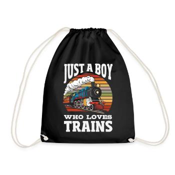 Only a boy who loves trains Railroad - Drawstring Bag - black - Front