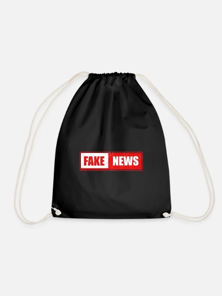 internet, fake news - Falsche Nachrichten - Turnbeutel - Schwarz