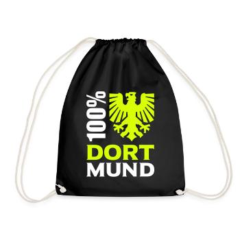 100% Dortmund (Adler) - Turnbeutel - Schwarz - Vorne