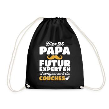 Papa Expert Changement De Couches Futur Papa 2024 - Sac de sport léger - noir - Devant