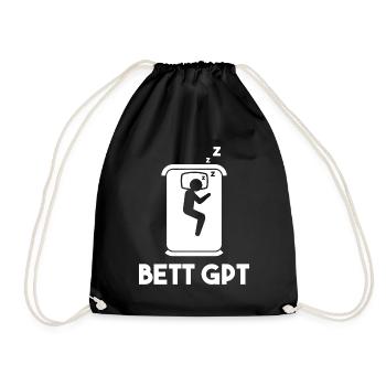 Bett GPT KI schlafen Geschenk - Turnbeutel - Schwarz - Vorne