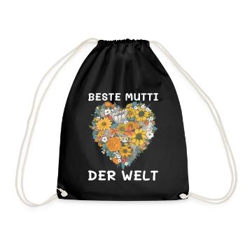 BESTE Mutti DER WELT Geschenk - Turnbeutel - Schwarz - Vorne