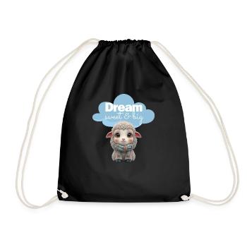 Sheep with Scarf - Dream Sweet & Big - Cloud - Blue - Drawstring Bag - black - Front