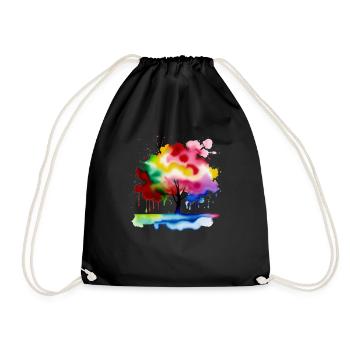 Tree - color splash - Drawstring Bag - black - Front