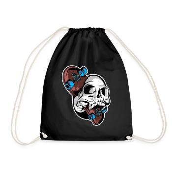 Skater Skateboard Skull Skateboarder - Drawstring Bag - black - Front