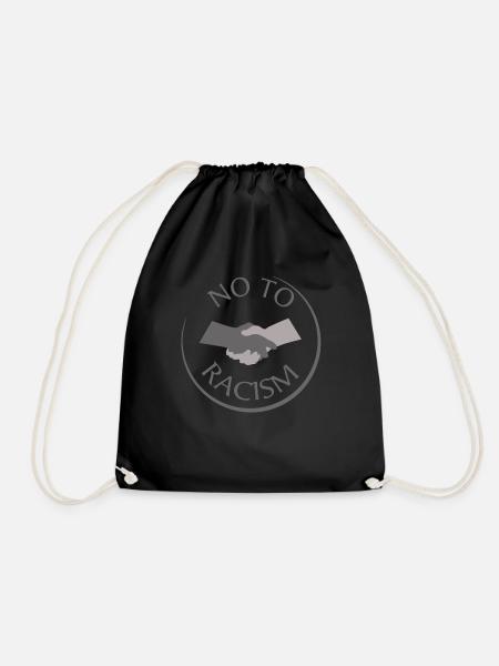 No to racism - Drawstring Bag - black