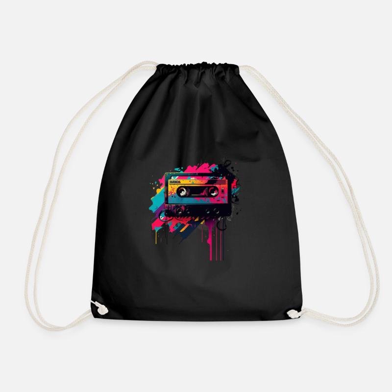 Retro Mixtape - Drawstring Bag - black