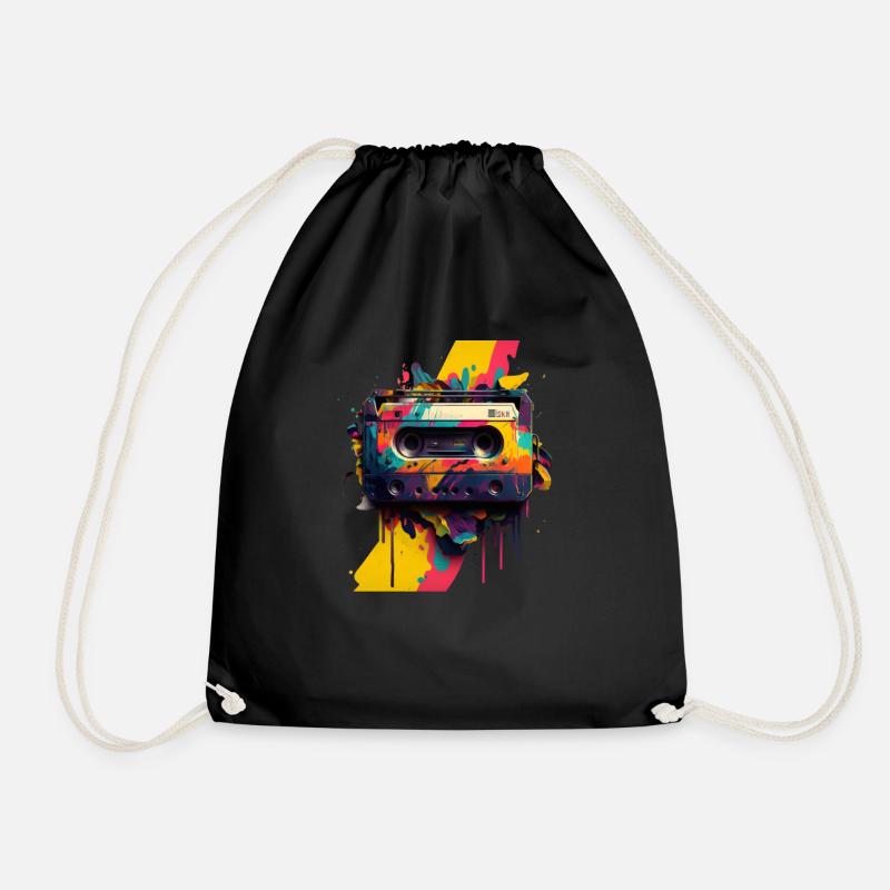 Retro Mixtape - Drawstring Bag - black