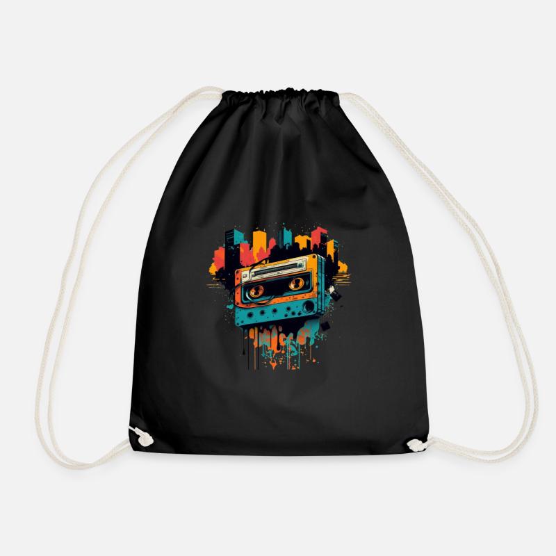 Retro Mixtape - Drawstring Bag - black